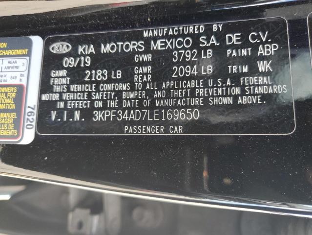 3KPF34AD7LE169650 - 2020 KIA FORTE GT LINE BLACK photo 12