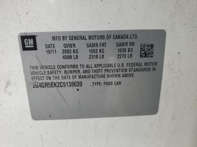 2G4GR5EK2C9138639 - 2012 BUICK REGAL 米色 照片 12