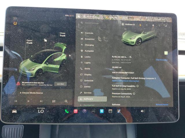 5YJ3E1EB3NF172501 - 2022 TESLA MODEL 3 თეთრი ფოტო 9