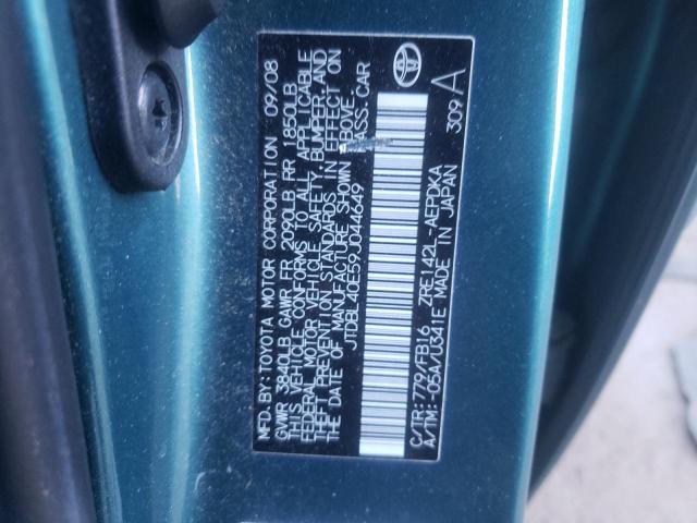 JTDBL40E59J044649 - 2009 TOYOTA COROLLA BASE GREEN photo 12