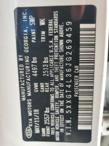 5XXGT4L36JG269459 - 2018 KIA OPTIMA LX WHITE photo 12