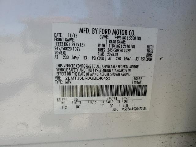 2LMTJ6LR0GBL46453 - 2016 LINCOLN MKX RESERVE 白色 照片 14