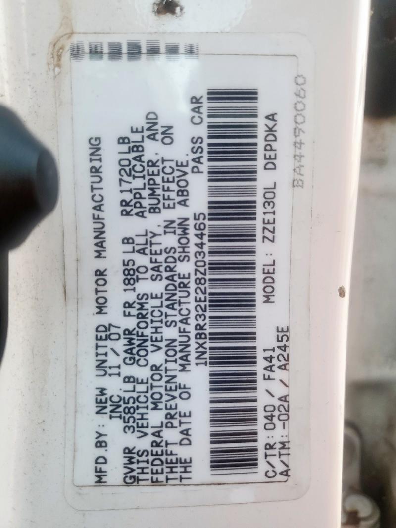 1NXBR32E28Z034465 - 2008 TOYOTA COROLLA CE WHITE photo 14