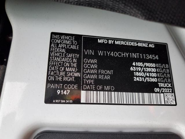 W1Y40CHY1NT113454 - 2022 MERCEDES-BENZ SPRINTER 2500 白色 照片 12