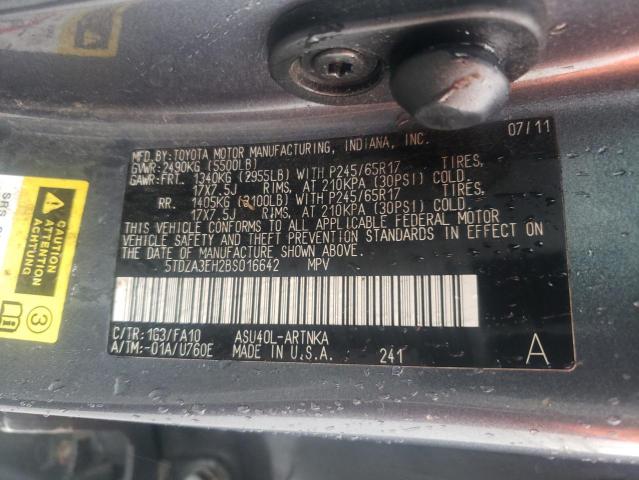 5TDZA3EH2BS016642 - 2011 TOYOTA HIGHLANDER BASE 灰色 照片 13