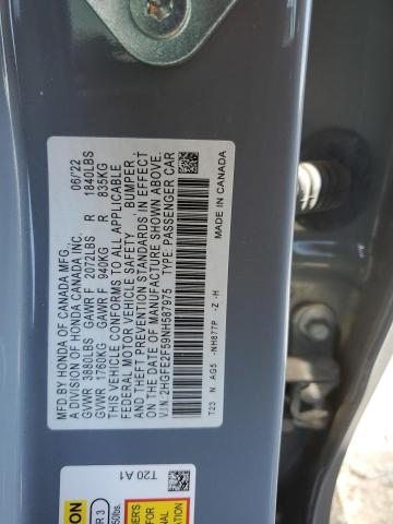 2HGFE2F59NH587975 - 2022 HONDA CIVIC SPORT GRAY photo 13