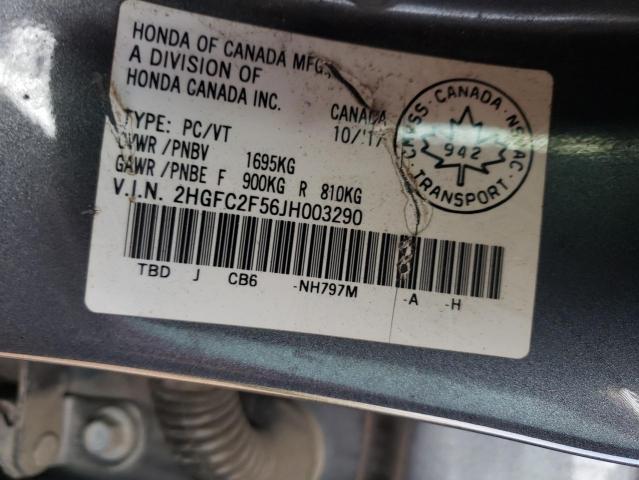 2HGFC2F56JH003290 - 2018 HONDA CIVIC LX GRAY photo 12
