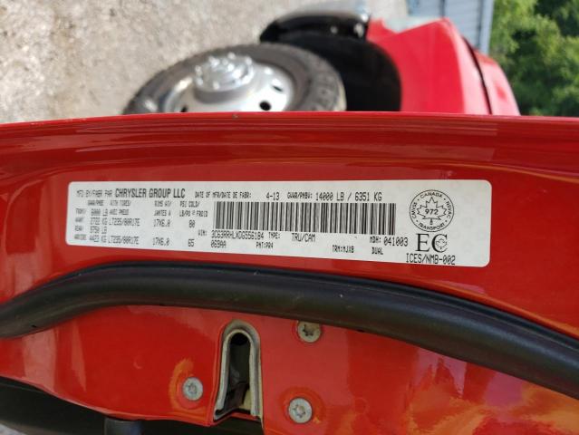 3C63RRHLXDG556184 - 2013 RAM 3500 SLT RED photo 13