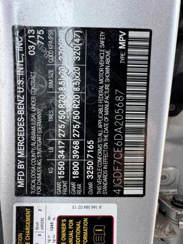 4JGDF7CE6DA205687 - 2013 MERCEDES-BENZ GL 450 4MATIC GRAY photo 10