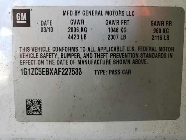 1G1ZC5EBXAF227533 - 2010 CHEVROLET MALIBU 1LT 白色 照片 13