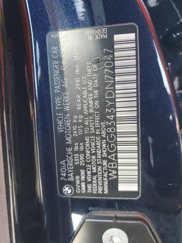 WBAGG8343YDN77047 - 2000 BMW 740 I AUTOMATIC BLUE photo 12