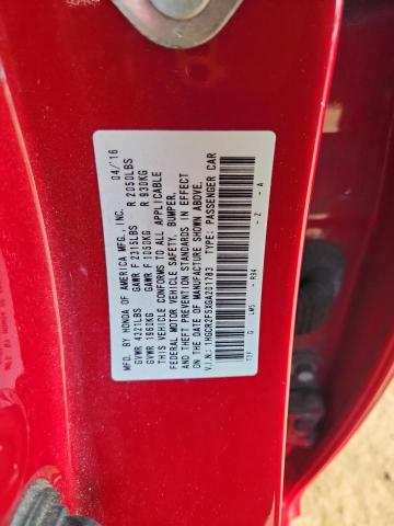 1HGCR2F5XGA201783 - 2016 HONDA ACCORD SPORT 红色 照片 12
