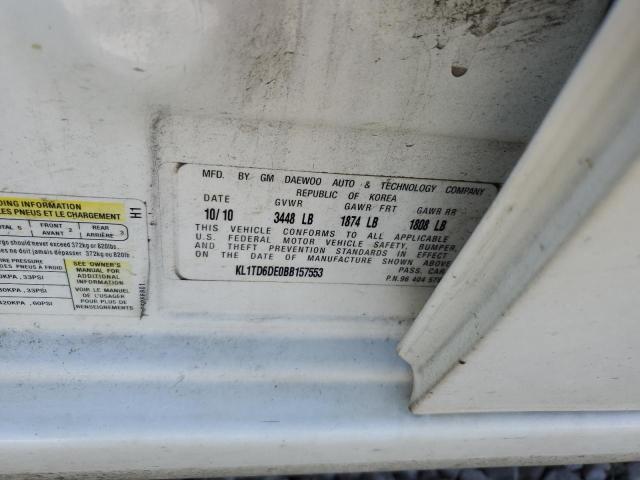 KL1TD6DE0BB157553 - 2011 CHEVROLET AVEO LS 白色 照片 10