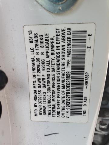 19XFB2F91DE028859 - 2013 HONDA CIVIC EXL Ağ foto 12