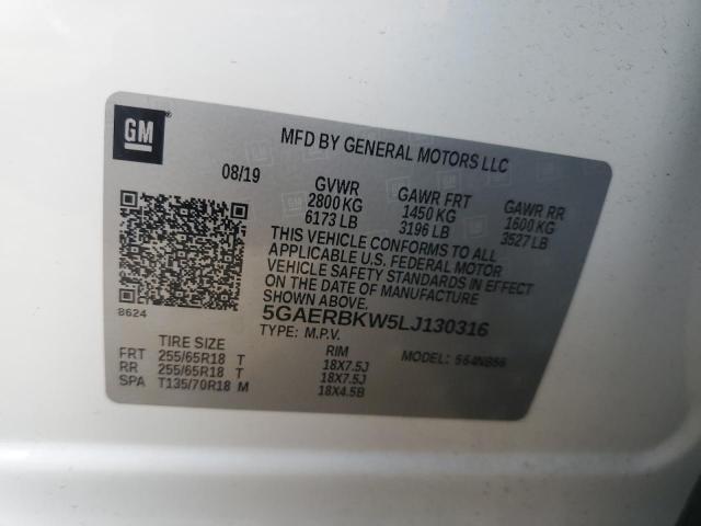 5GAERBKW5LJ130316 - 2020 BUICK ENCLAVE ESSENCE თეთრი ფოტო 12