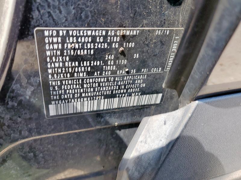 WVGAV7AX6GW617626 - 2016 VOLKSWAGEN TIGUAN S BLACK photo 14