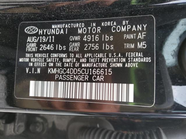 KMHGC4DD5CU166615 - 2012 HYUNDAI GENESIS 3.8L BLACK photo 12