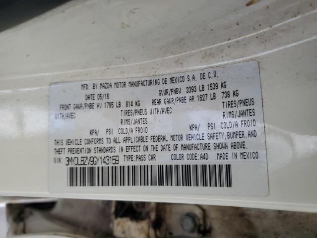 3MYDLBZV9GY143159 - 2016 TOYOTA SCION IA WHITE photo 12