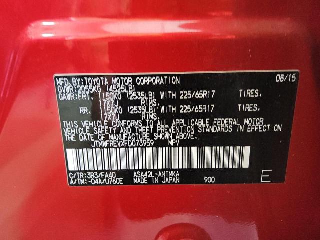 JTMWFREVXFD073959 - 2015 TOYOTA RAV4 XLE RED photo 13