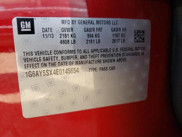 1G6AY5SX4E0145654 - 2014 CADILLAC CTS PERFORMANCE COLLECTION RED photo 12