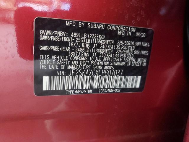 JF2SKAXCXLH607037 - 2020 SUBARU FORESTER TOURING Bordo foto 13