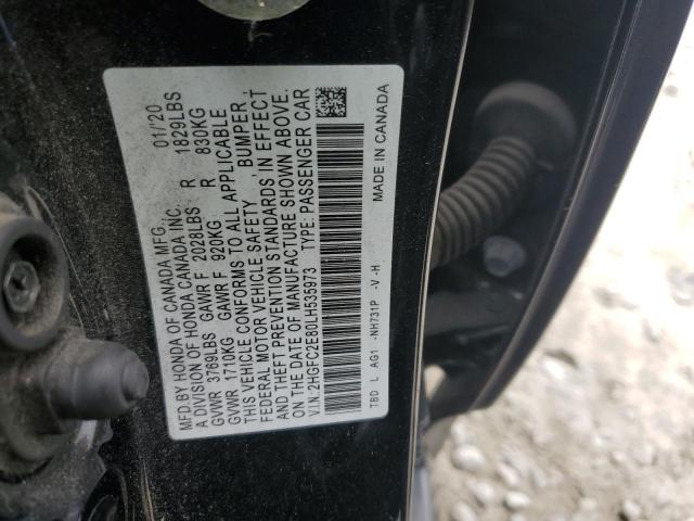 2HGFC2E80LH535973 - 2020 HONDA CIVIC SPORT BLACK photo 12