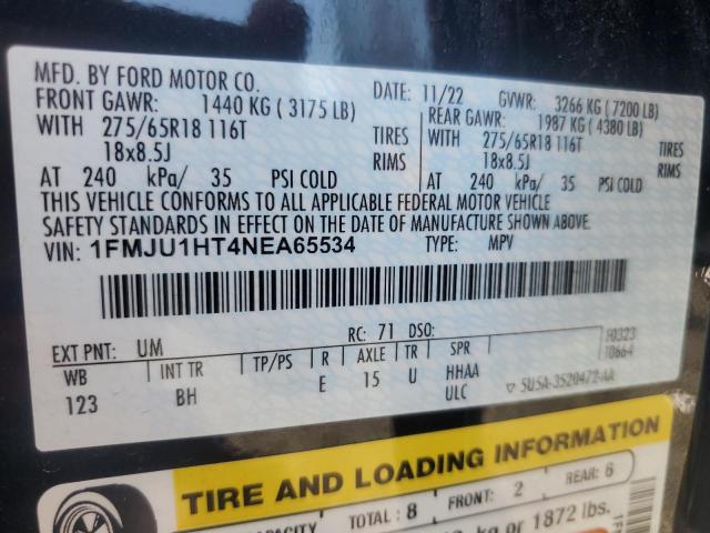 1FMJU1HT4NEA65534 - 2022 FORD EXPEDITION XLT BLACK photo 14