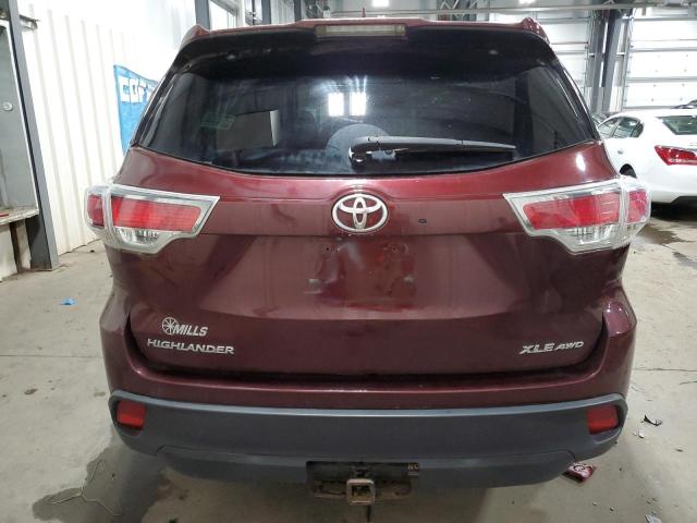 5TDJKRFH2FS128200 - 2015 TOYOTA HIGHLANDER XLE Bordo foto 6