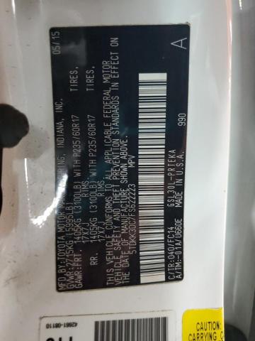 5TDKK3DC7FS622223 - 2015 TOYOTA SIENNA LE WHITE photo 14