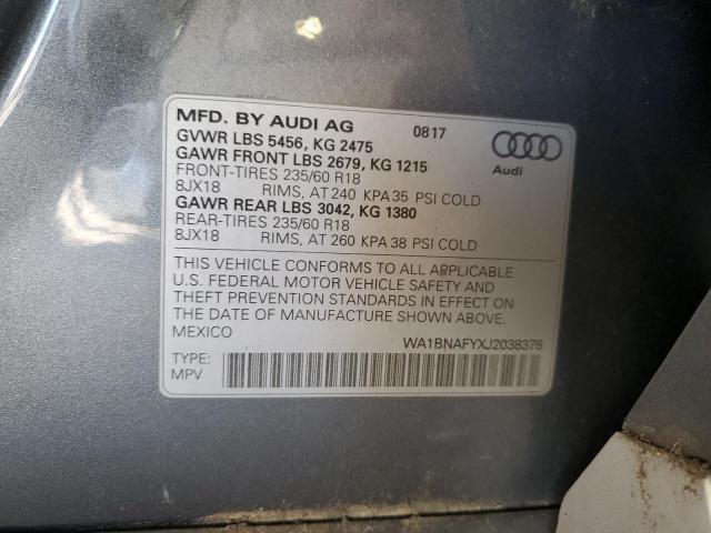 WA1BNAFYXJ2038378 - 2018 AUDI Q5 PREMIUM PLUS GRAY photo 12