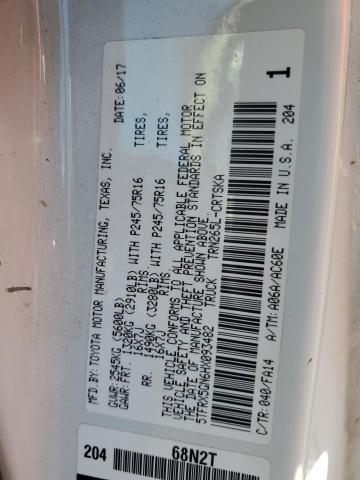 5TFRX5GN6HX093482 - 2017 TOYOTA TACOMA ACCESS CAB Ақ фото 12