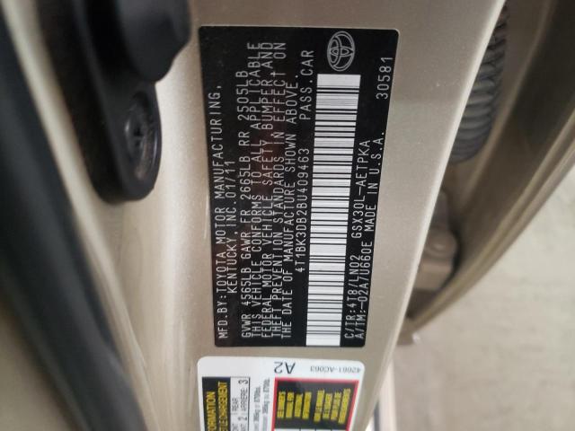 4T1BK3DB2BU409463 - 2011 TOYOTA AVALON BASE 金色 照片 12