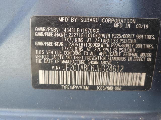 JF2GTABC6JH324612 - 2018 SUBARU CROSSTREK PREMIUM Azul foto 14