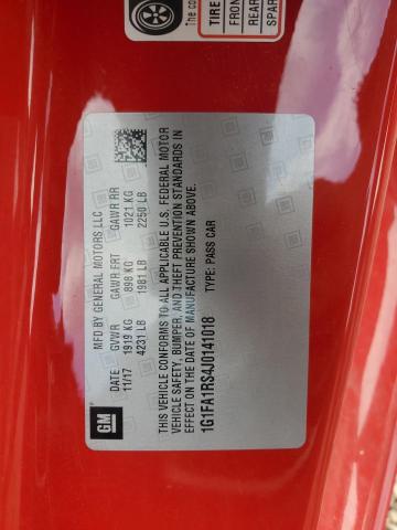 1G1FA1RS4J0141018 - 2018 CHEVROLET CAMARO LS 红色 照片 12