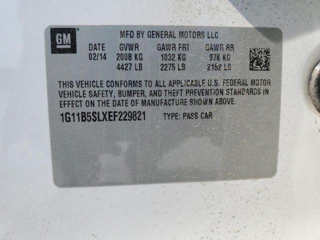 1G11B5SLXEF229821 - 2014 CHEVROLET MALIBU LS WHITE photo 12