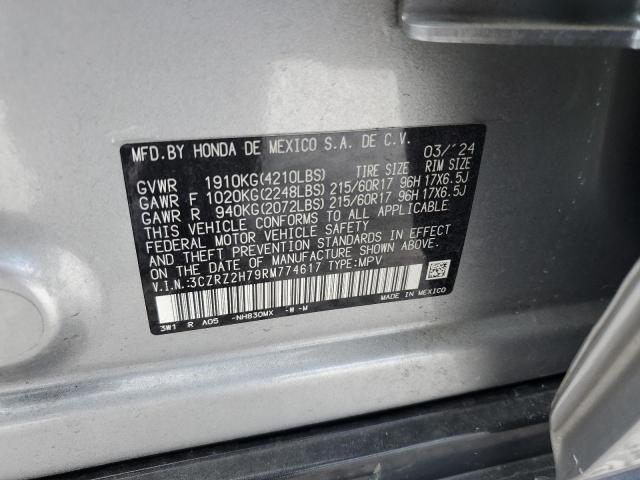 3CZRZ2H79RM774617 - 2024 HONDA HR-V EXL Srebrny zdjęcie 13