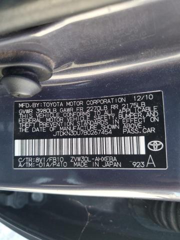 JTDKN3DU7B0267454 - 2011 TOYOTA PRIUS GRAY photo 12