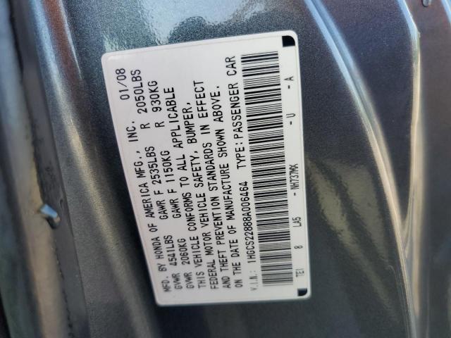 1HGCS22888A006464 - 2008 HONDA ACCORD EXL GRAY photo 13