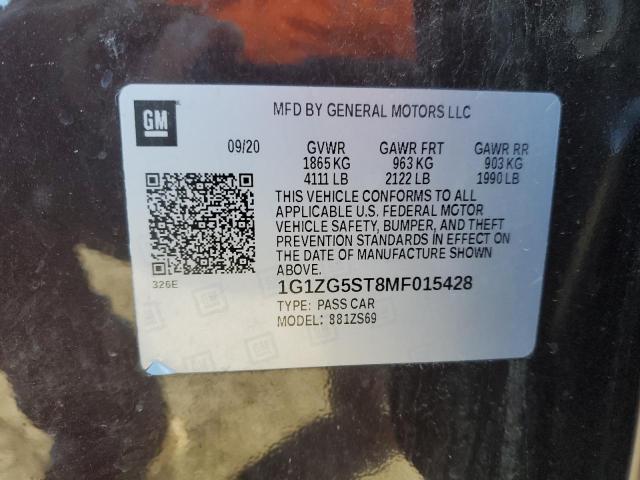 1G1ZG5ST8MF015428 - 2021 CHEVROLET MALIBU RS BURGUNDY photo 12