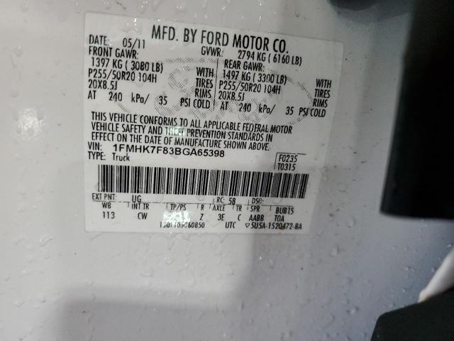 1FMHK7F83BGA65398 - 2011 FORD EXPLORER LIMITED Ağ foto 13