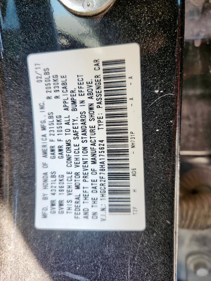 1HGCR2F78HA175624 - 2017 HONDA ACCORD EX 黑色 照片 12