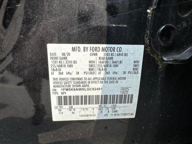 1FM5K8AWXLGC92491 - 2020 FORD EXPLORER POLICE INTERCEPTOR 黑色 照片 10