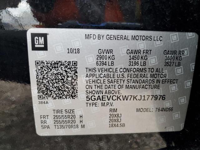 5GAEVCKW7KJ177976 - 2019 BUICK ENCLAVE AVENIR შავი ფოტო 13