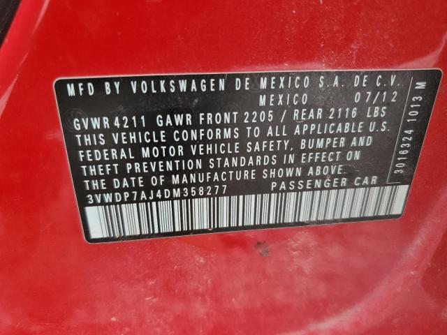 3VWDP7AJ4DM358277 - 2013 VOLKSWAGEN JETTA SE Kırmızı fotoğraf 12
