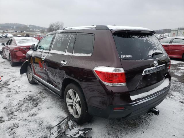 5TDDK3EH6DS245769 - 2013 TOYOTA HIGHLANDER LIMITED MAROON photo 2