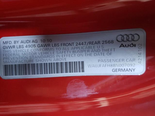 WAUJFAFH8BN007092 - 2011 AUDI A5 PREMIUM PLUS RED photo 12