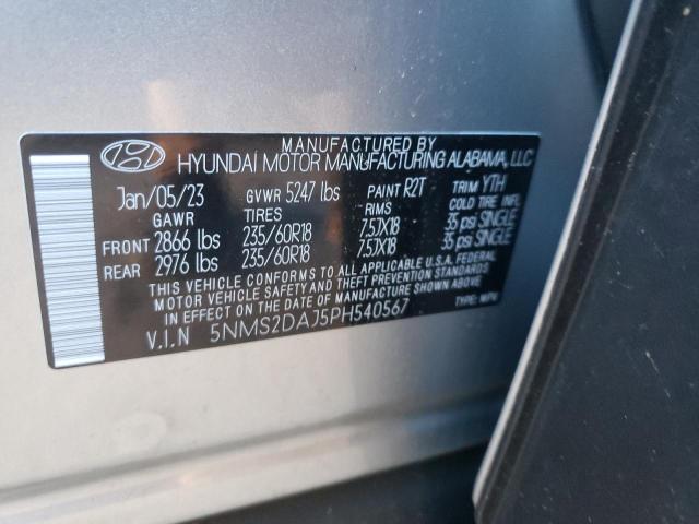 5NMS2DAJ5PH540567 - 2023 HYUNDAI SANTA FE SEL GRAY photo 13