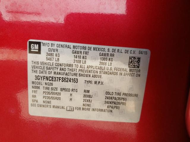 3GYFNCE37FS624163 - 2015 CADILLAC SRX PERFORMANCE COLLECTION Қызыл фото 13