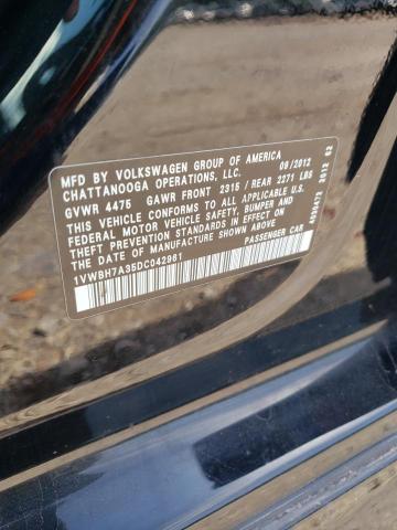 1VWBH7A35DC042961 - 2013 VOLKSWAGEN PASSAT SE Қара фото 12