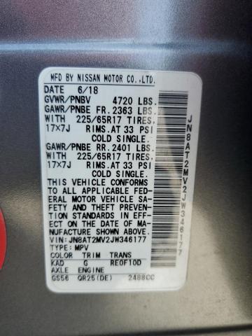 JN8AT2MV2JW346177 - 2018 NISSAN ROGUE S 灰色 照片 13